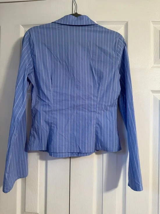 Princess Polly Light Blue Pinstripe Fitted Shirt - Picture 6 of 6